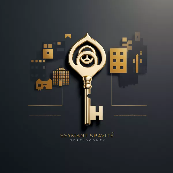 وکتور پس زمینه ساختمان و کلید طلایی