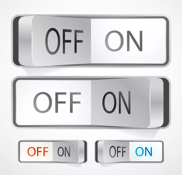 وکتور دکمه سوئیچ روشن خاموش سفید رنگ