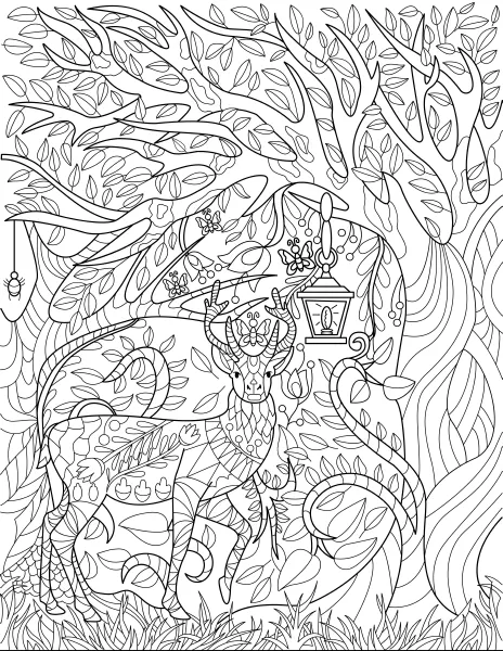 وکتور رنگ آمیزی و نقاشی جنگل و گوزن