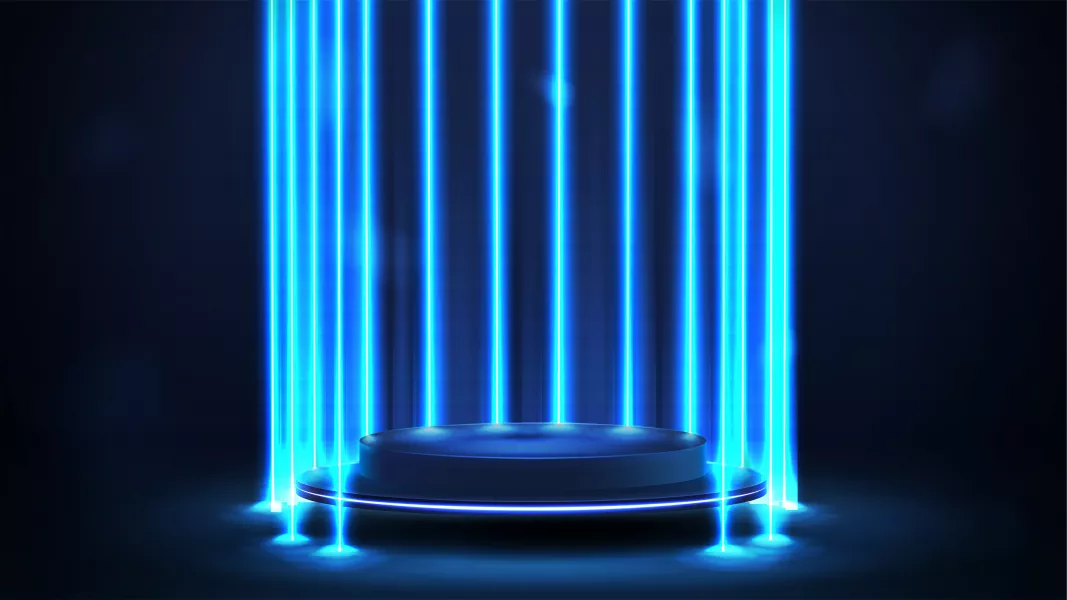 وکتور سکو سه بعدی با نور پردازی آبی و نئون