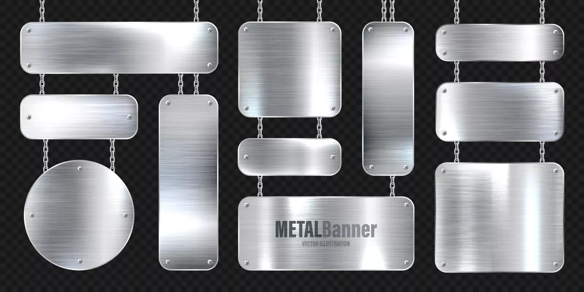 وکتور ست دکمه و بنر فلزی و زنجیر آهنی