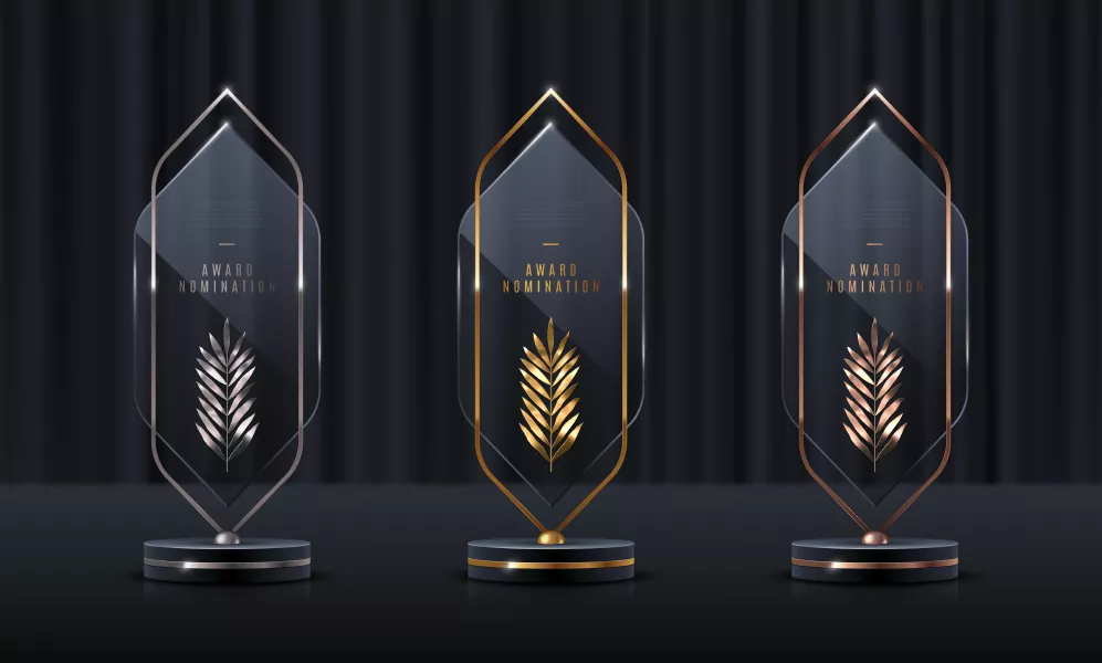 وکتور جایزه و لوح شیشه ای شماره نه