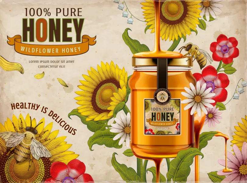 وکتور تبلیغ عسل شماره یک