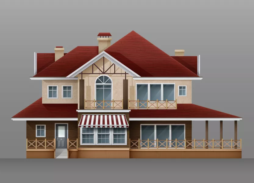 وکتور واقع بینانه خانه و ساختمان چوبی