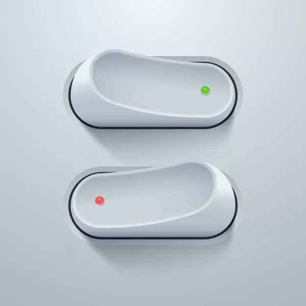 وکتور دکمه روشن خاموش سفید رنگ