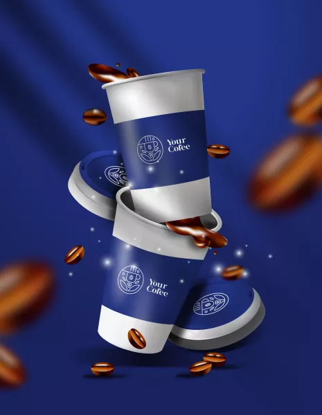 وکتور واقع بینانه تبلیغ نوشیدنی قهوه