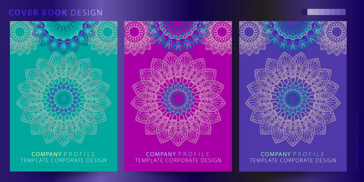 وکتور ست قالب با طرح ماندالا رنگارنگ