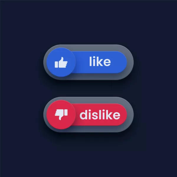 وکتور دکمه سوئیچ شیشه ای لایک