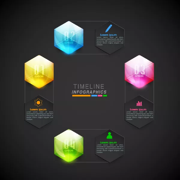 وکتور اینفوگرافیک هندسی رنگارنگ