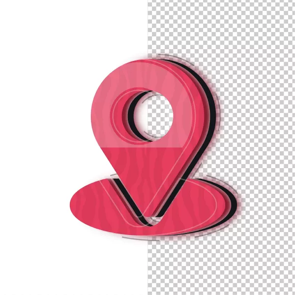 وکتور آیکون سه بعدی لوکیشن قرمز رنگ براق
