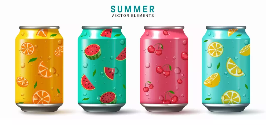 وکتور بطری های نوشیدنی میوه ای