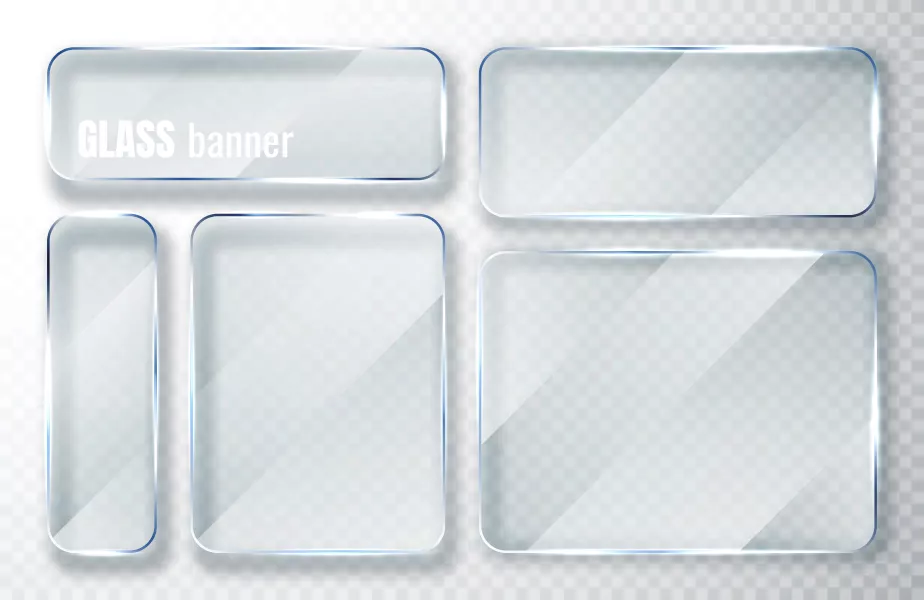 وکتور ست عنصر طراحی شیشه ای شفاف