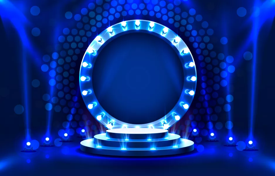 وکتور دکوراسیون و استیج و نور پردازی آبی رنگ