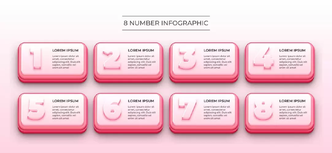 وکتور اینفوگرافیک سه بعدی با هشت پله