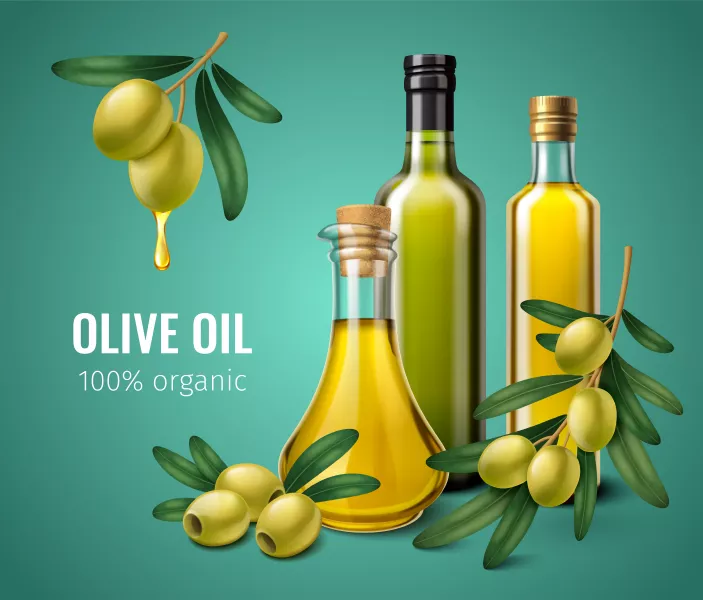 وکتور تبلیغ واقع بینانه روغن زیتون شماره یک