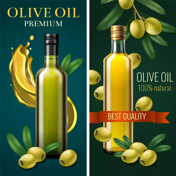 وکتور تبلیغ واقع بینانه روغن زیتون شماره سه