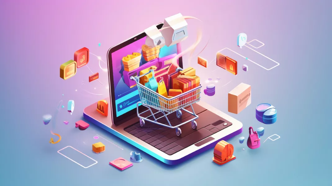 وکتور ایزومتریک سه بعدی فروشگاه اینترنتی