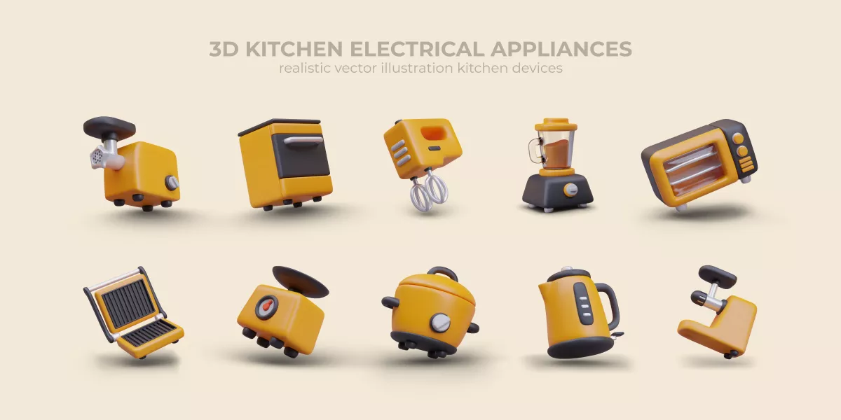 وکتور سه بعدی لوازم خانه شماره دو