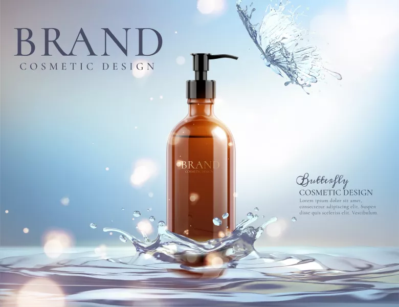 وکتور تبلیغ لوازم آرایشی و بهداشتی واقع بینانه