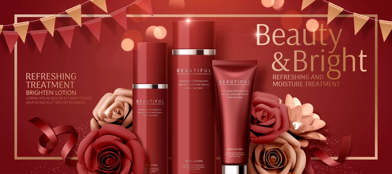 وکتور تبلیغ لوازم آرایش و کرم پوست