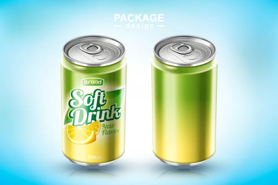 وکتور نوشیدنی واقع بینانه و بسته بندی قوطی