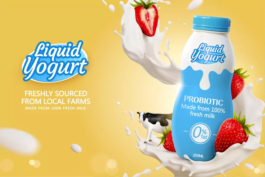 وکتور تبلیغ واقع بینانه شیر پاستوریزه شماره سه