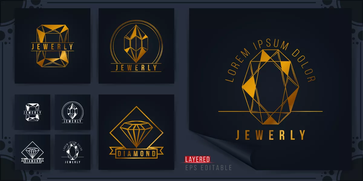 وکتور ست لوگو لوکس الماس و جواهر شماره دو