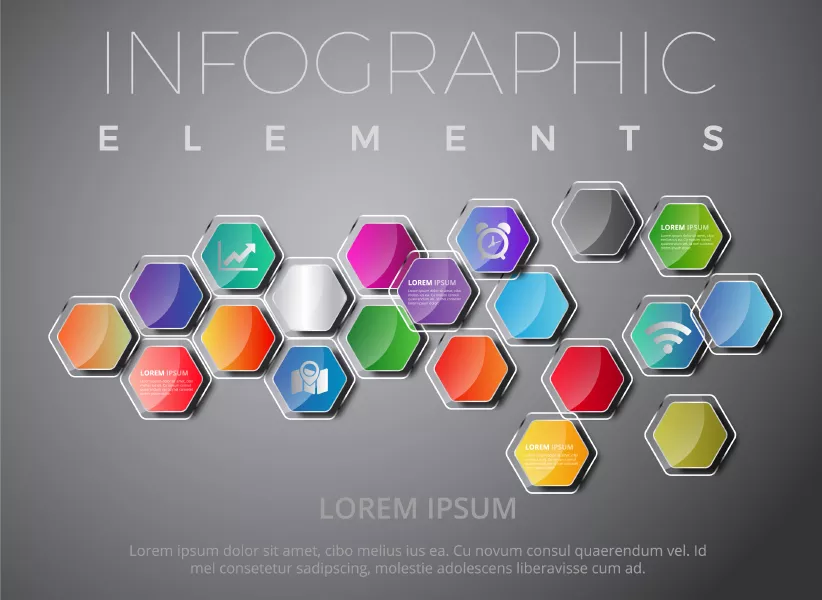 وکتور اینفوگرافیک رنگارنگ شیشه ای چند ضلعی