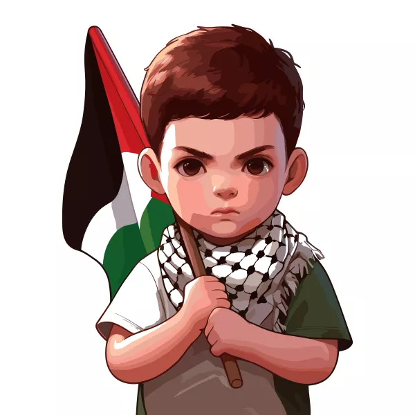 وکتور طراحی و نقاشی کودک فلسطینی شماره چهار