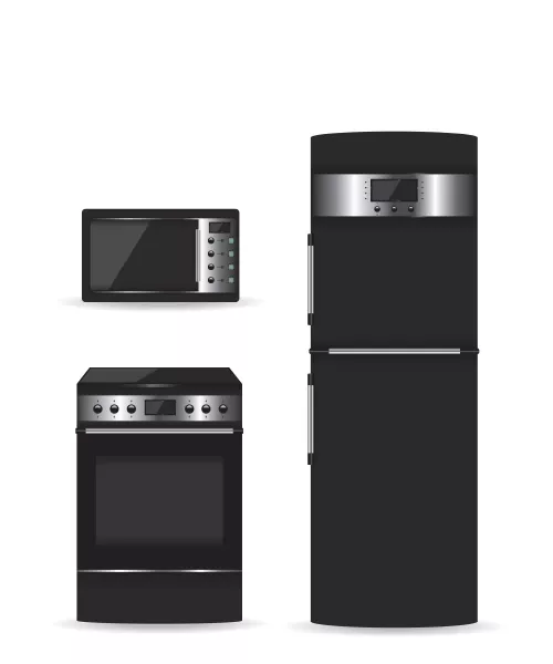 وکتور لوازم آشپزخانه واقع بینانه سیاه رنگ
