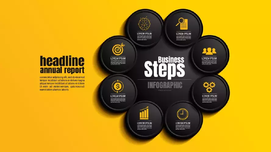 وکتور اینفوگرافیک گرد با هشت مرحله