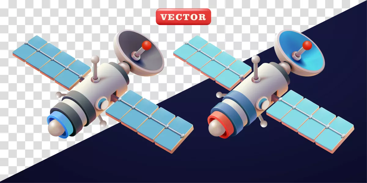 وکتور طراحی سه بعدی ماهواره