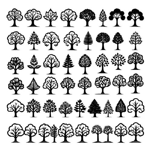 وکتور کلکسیون سیاه و سفید درخت
