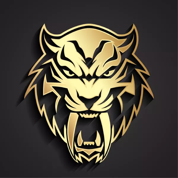 وکتور لوگو طلایی لوکس ببر و شیر