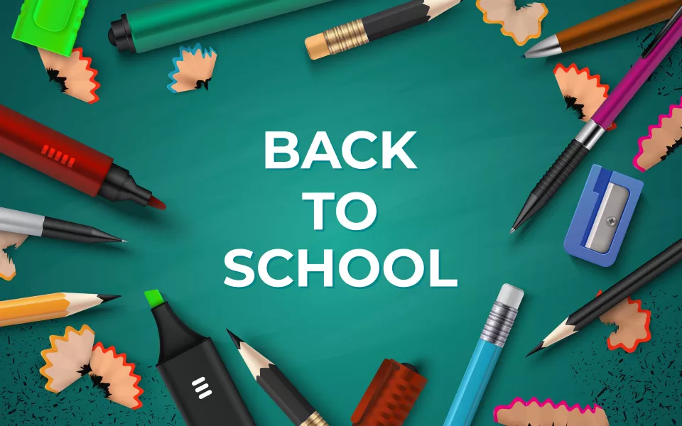 وکتور پس زمینه لوازم تحریر و درس و مدرسه