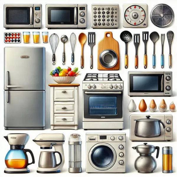 وکتور ست لوازم خانه کارتونی و لوازم آشپزخانه