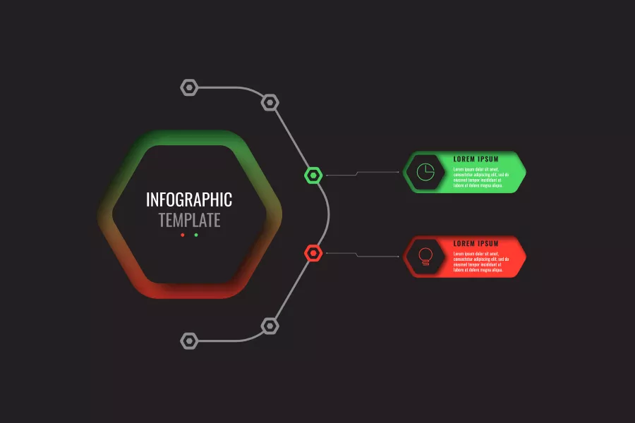 وکتور اینفوگرافیک با دو مرحله هندسی