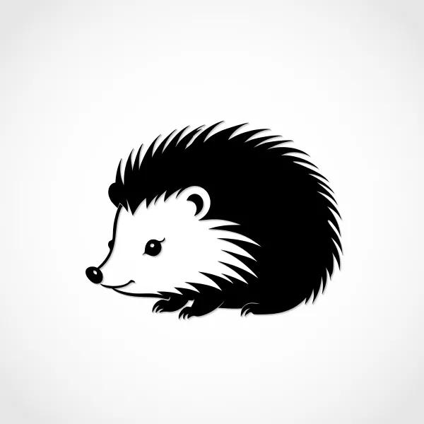 وکتور سیاه و سفید جوجه تیغی