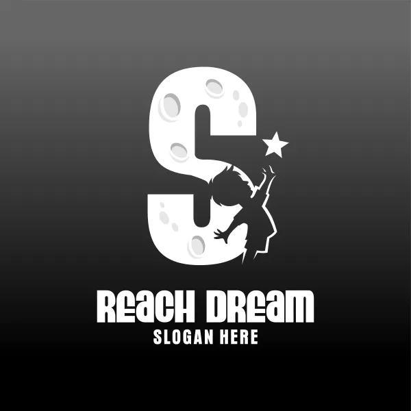 وکتور طراحی سیاه و سفید لوگو کودک و حرف انگلیسی