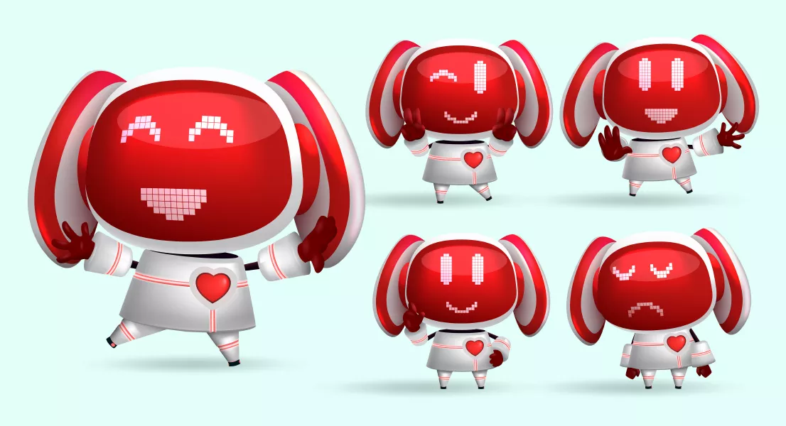 وکتور سه بعدی روبات کارتونی شماره یک