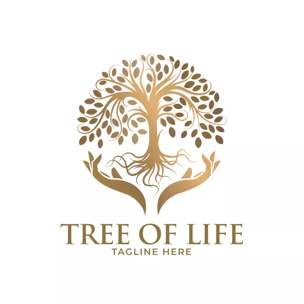 وکتور طراحی لوگو طلایی درخت