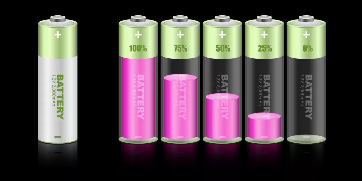 وکتور باطری های قلمی در حال شارژ
