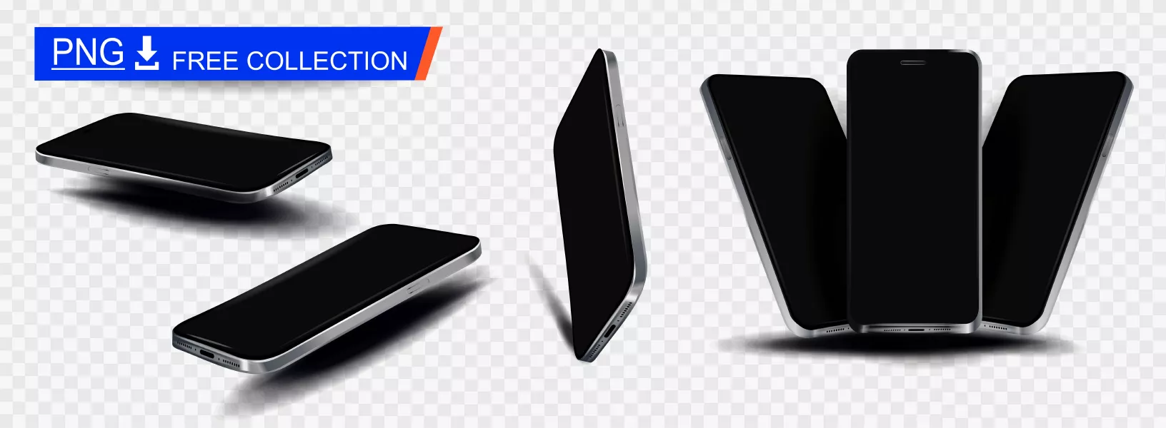 وکتور ست گوشی موبایل واقع بینانه سیاه رنگ