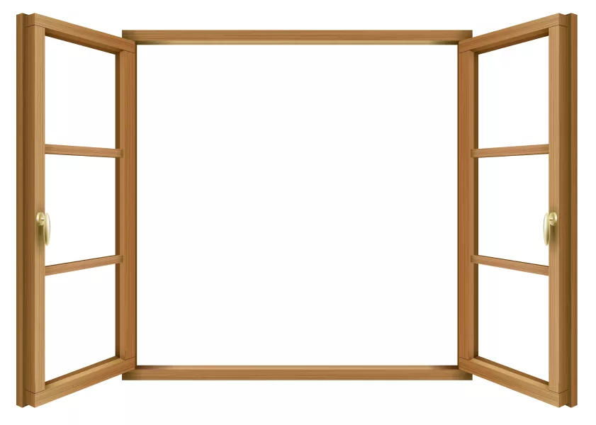 وکتور واقع بینانه پنجره چوبی ساختمان