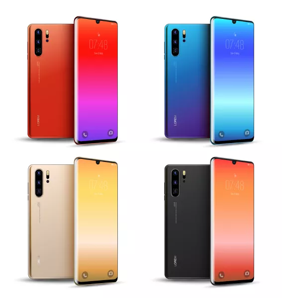 وکتور ست گوشی موبایل رنگارنگ مدرن