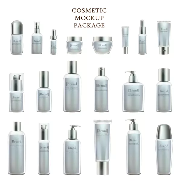 وکتور لوازم آرایش و بسته بندی واقع بینانه