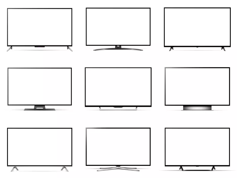 وکتور کلکسیون تلویزیون های مختلف با صفحه نمایش سفید