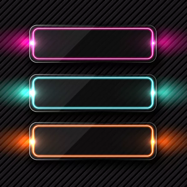 وکتور دکمه شیشه ای شفاف با حاشیه نئون درخشان
