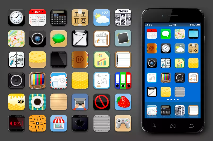 وکتور مجموعه آیکون و المان طراحی موبایل