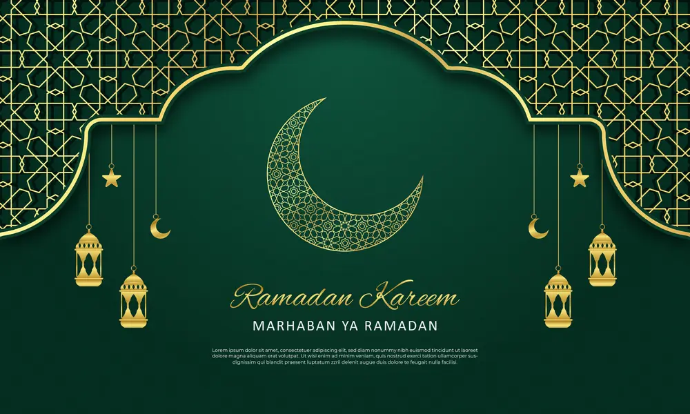 وکتور پس زمینه ماه مبارک رمضان سبز رنگ